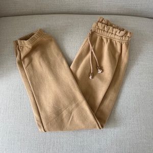 Donni Stoney Clover Fleece Sweatpants Joggers Tan Size Medium